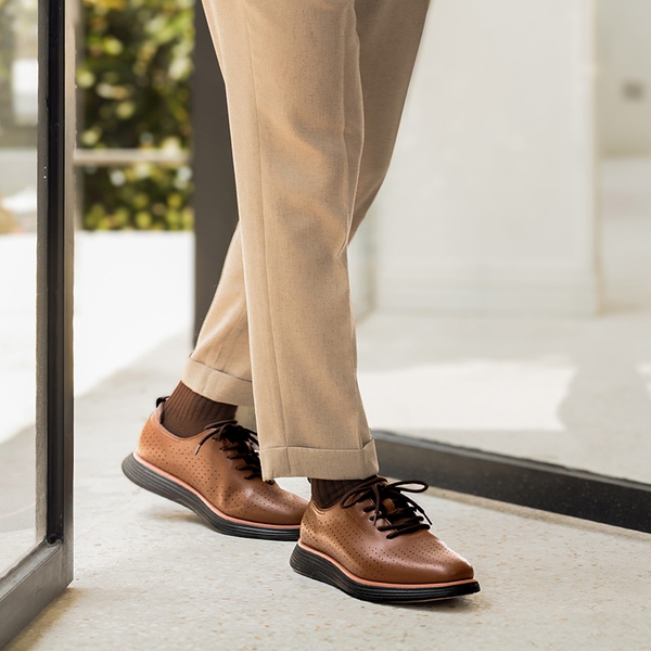 Men’s Smart Casual Oxford Style Sneakers - BROWN - 5