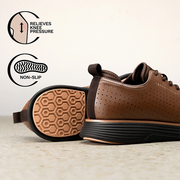 Men’s Smart Casual Oxford Style Sneakers - BROWN - 3