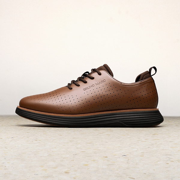 Men’s Smart Casual Oxford Style Sneakers - BROWN - 2