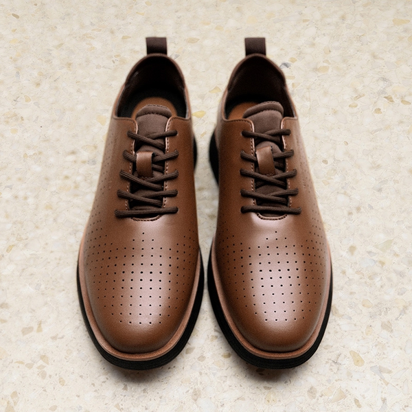 Men’s Smart Casual Oxford Style Sneakers - BROWN - 1
