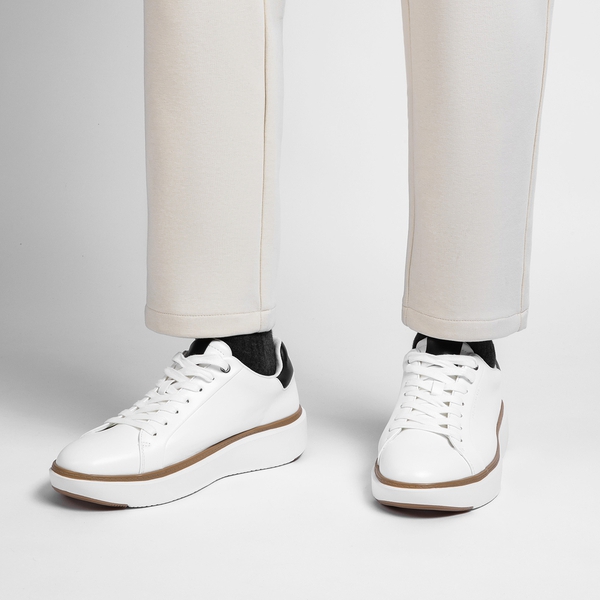 Men's Comfortable Smart Casual Sneakers- Wide Fit - WHITE - 5