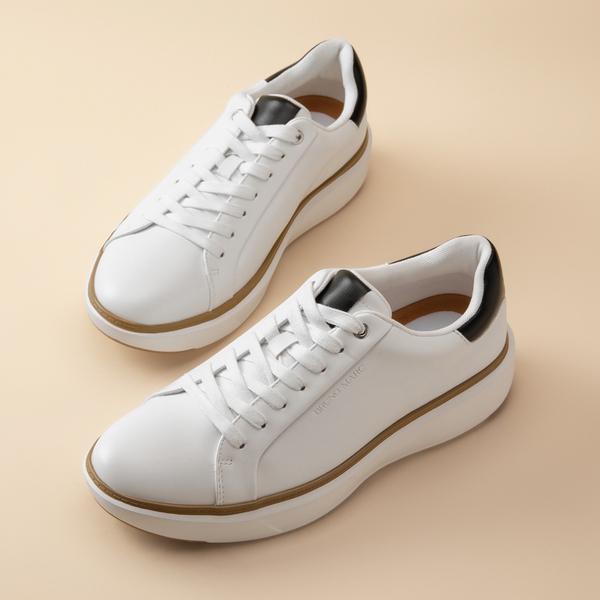 Men's Comfortable Smart Casual Sneakers- Wide Fit - WHITE - 6
