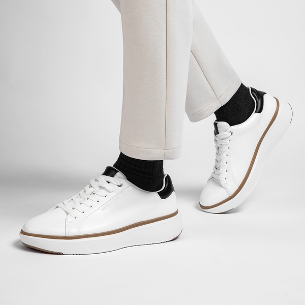Men's Comfortable Smart Casual Sneakers- Wide Fit - WHITE - 4