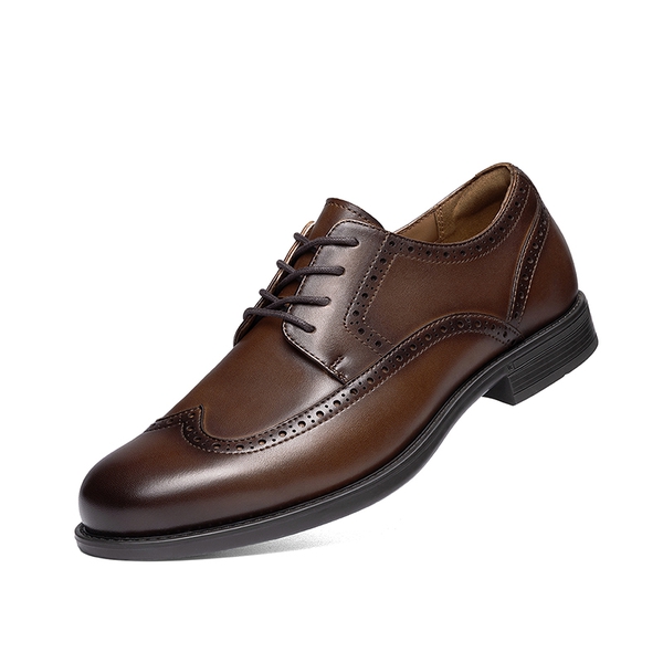 Crafture Leather: Men's Brogue Wingtip Oxfords-Wide Fit - BROWN -  0