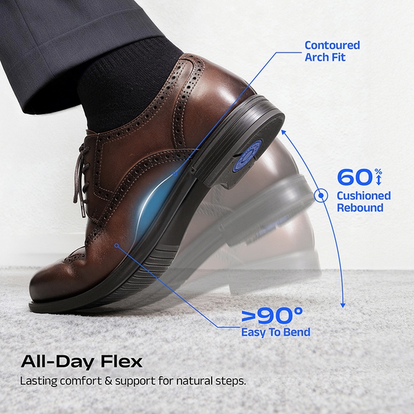 Crafture Leather: Men's Brogue Wingtip Oxfords-Wide Fit - BROWN - 4