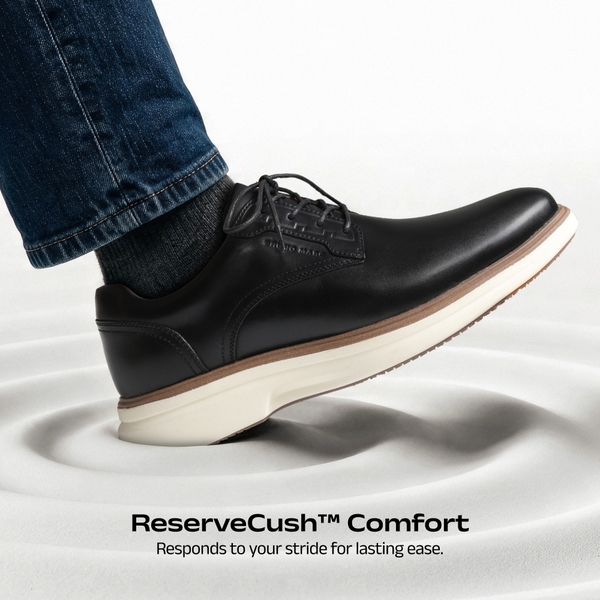 Men's Leather Oxford Dress Shoes with ReserveCush™ Comfort - BLACK - 3
