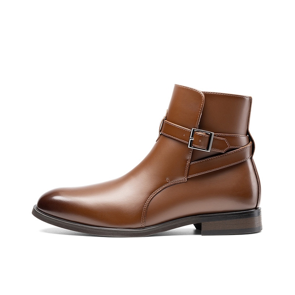 Men's Jodhpur Side Zipper Ankle Dress Boots - BROWN - 1