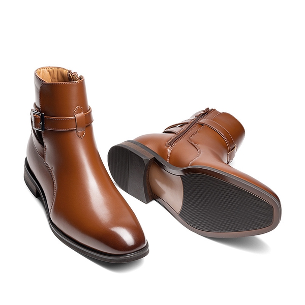 Men's Jodhpur Side Zipper Ankle Dress Boots - BROWN - 3