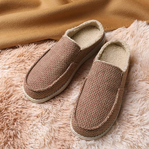 Women's Faux Fur House Loafer Slippers - MAROON - 4