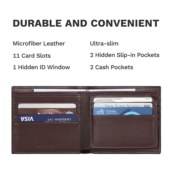 Men's RFID-Blocking Bifold Wallet - BROWN - 2