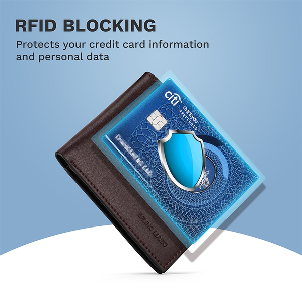 Men's RFID-Blocking Bifold Wallet - BROWN - 3