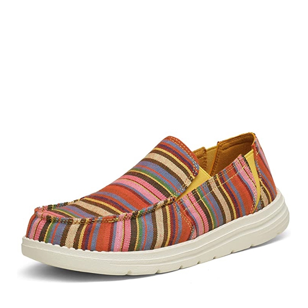 Women's Casual Slip-on Canvas Loafers - BOHO STRIPE -  0