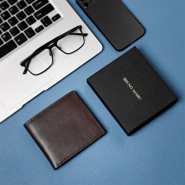 Men's RFID-Blocking Bifold Wallet - BROWN - 5