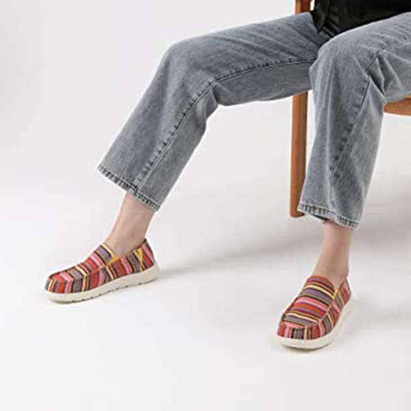Women's Casual Slip-on Canvas Loafers - BOHO STRIPE - 5