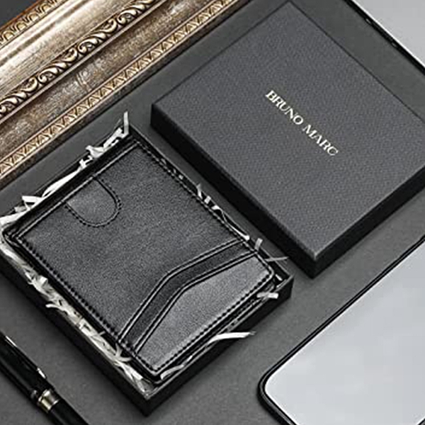 Men's Slim Bifold Wallet With 11 Card Pockets - BLACK - 4
