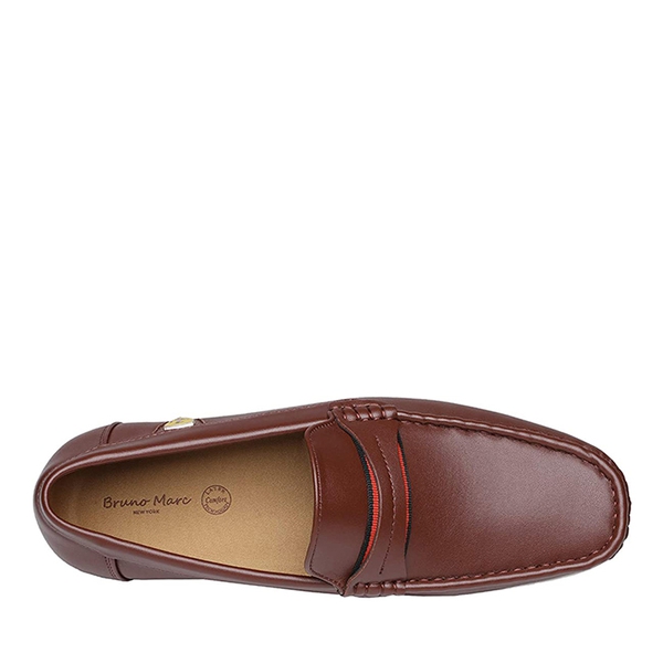 Men's PU Leather Driving Moccasins Loafers - BROWN - 3