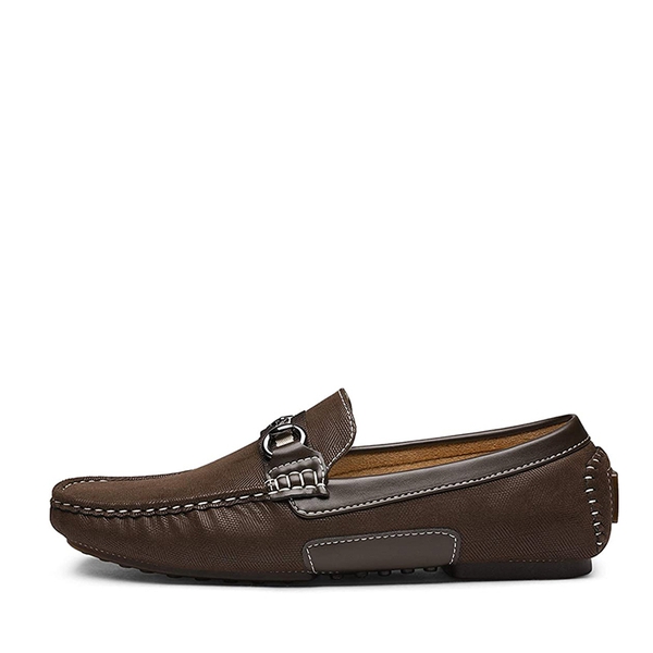 Men's Horsebit Moccasin Loafer Shoes - BROWN - 1