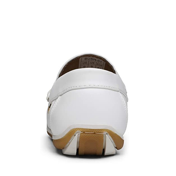 Men's PU Leather Driving Moccasins Loafers - WHITE - 4