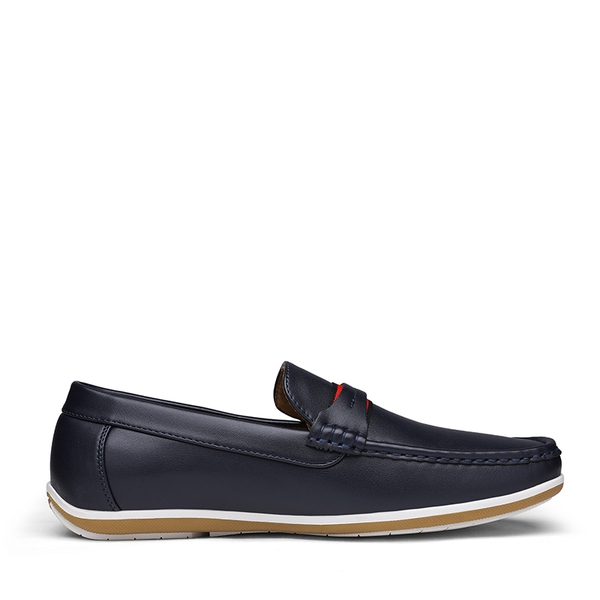 Men's PU Leather Driving Moccasins Loafers - NAVY - 2