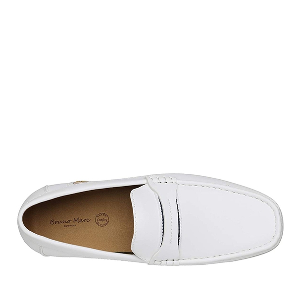Men's PU Leather Driving Moccasins Loafers - WHITE - 3