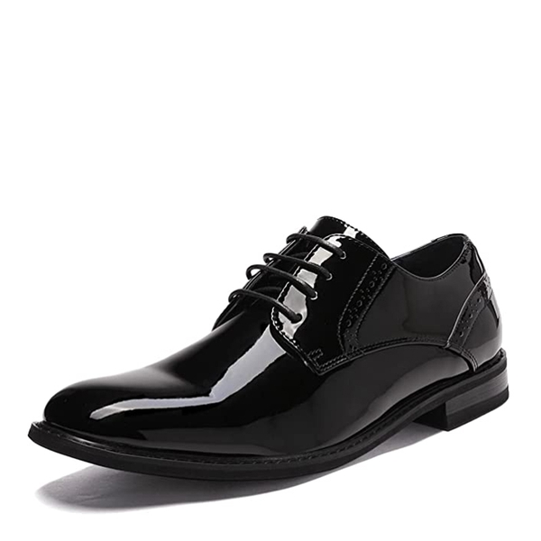 Men's Polished PU Leather Oxford Shoes - BLACK PAT -  0