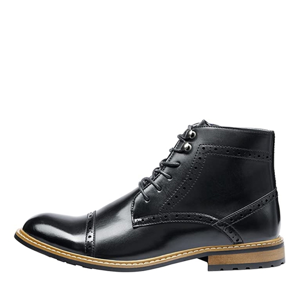 Men's Dignified Wingtip Derby Ankle Boots - BLACK - 1