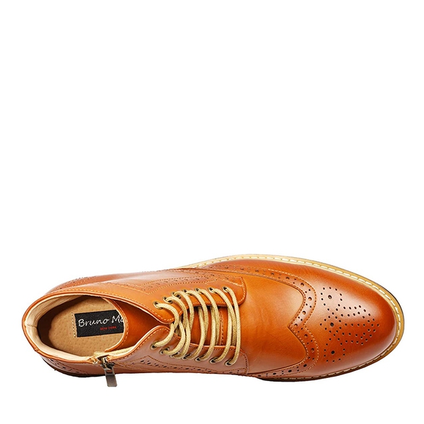 Men's Classic Wingtip Zipper Ankle Boots - BROWN - 3