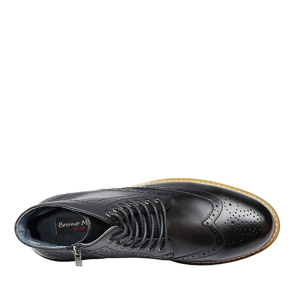 Men's Classic Wingtip Zipper Ankle Boots - BLACK - 3