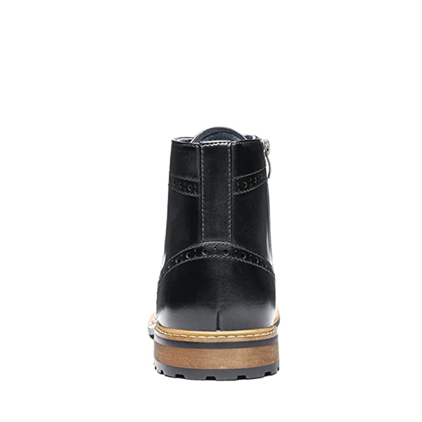 Men's Dignified Wingtip Derby Ankle Boots - BLACK - 5