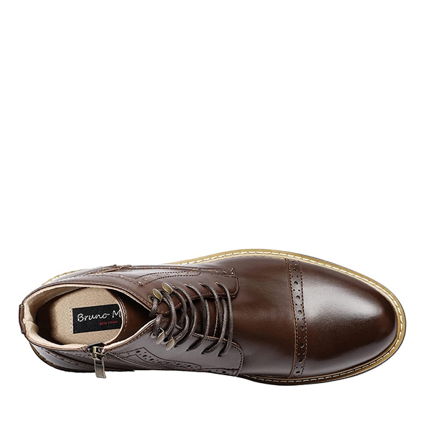 Men's Dignified Wingtip Derby Ankle Boots - DARK BROWN - 3