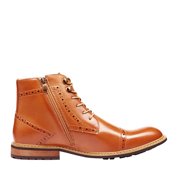 Men's Dignified Wingtip Derby Ankle Boots - BROWN - 2
