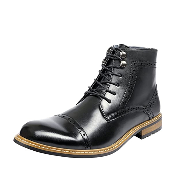 Men's Dignified Wingtip Derby Ankle Boots - BLACK -  0