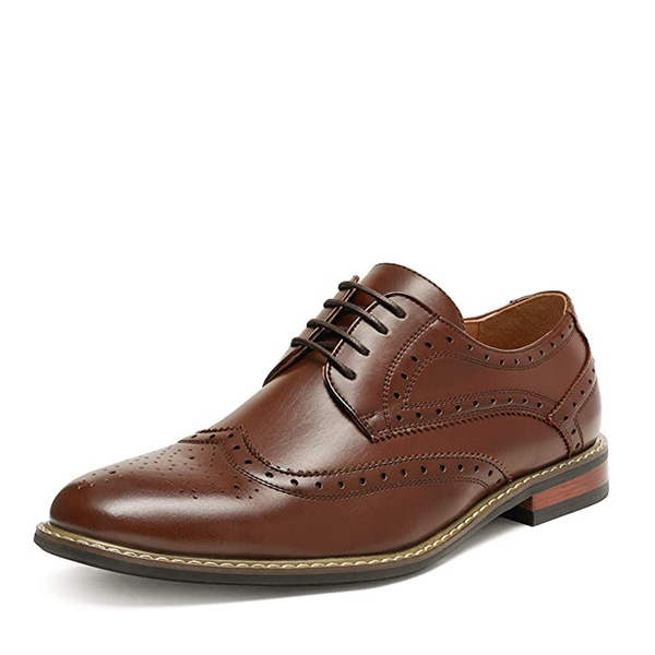 Men's Sophisticated Wingtip Dress Shoes - DARK BROWN -  0