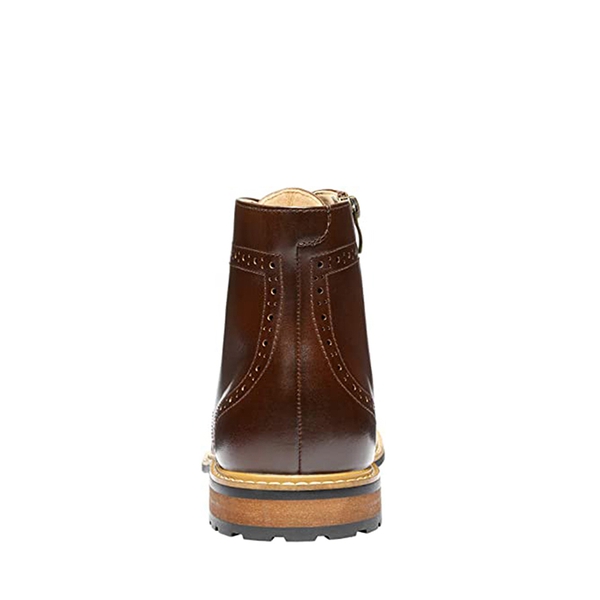 Men's Classic Wingtip Zipper Ankle Boots - DARK BROWN - 4