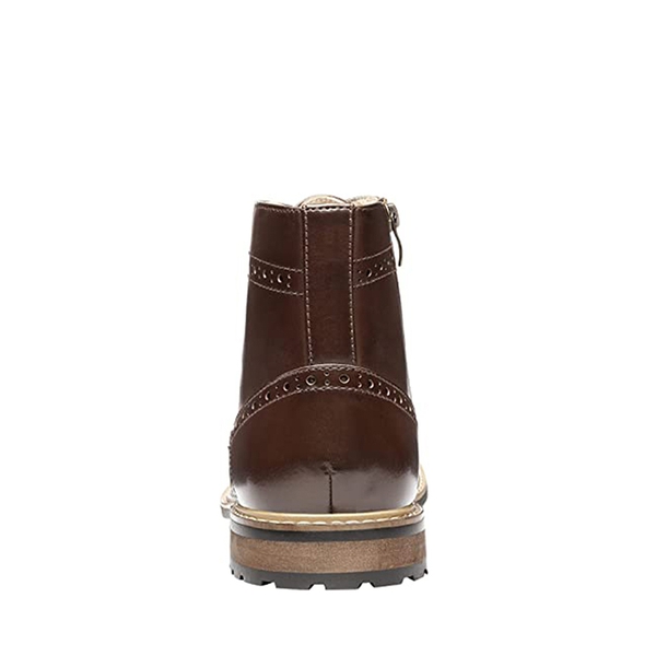 Men's Dignified Wingtip Derby Ankle Boots - DARK BROWN - 5