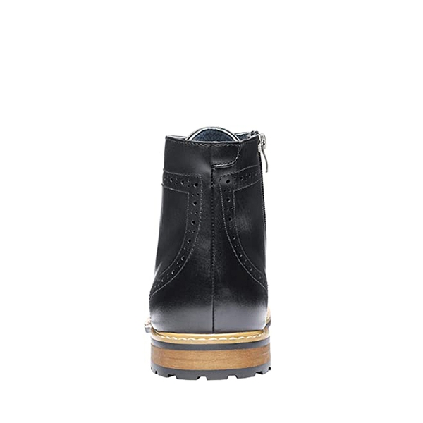 Men's Classic Wingtip Zipper Ankle Boots - BLACK - 4