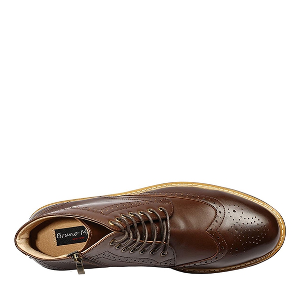 Men's Classic Wingtip Zipper Ankle Boots - DARK BROWN - 3