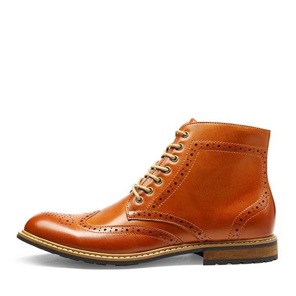 Men's Classic Wingtip Zipper Ankle Boots - BROWN - 1