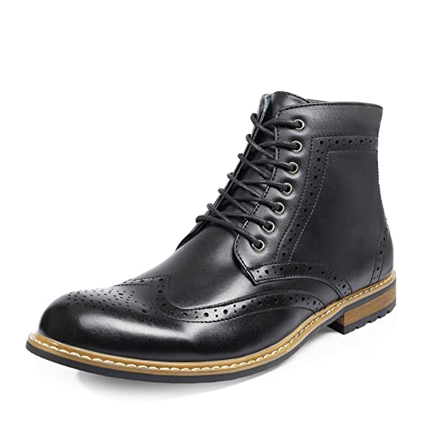 Men's Classic Wingtip Zipper Ankle Boots - BLACK -  0