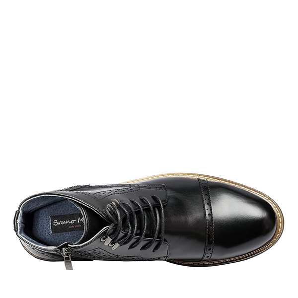Men's Dignified Wingtip Derby Ankle Boots - BLACK - 3