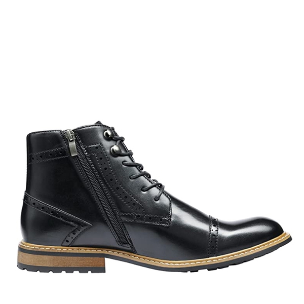 Men's Dignified Wingtip Derby Ankle Boots - BLACK - 2
