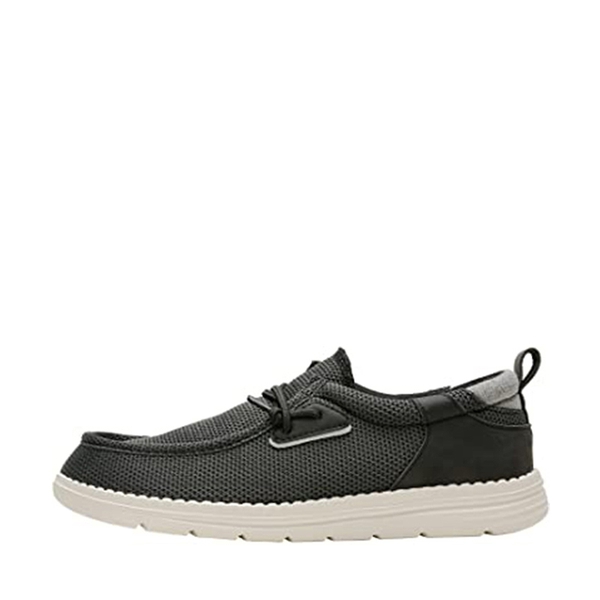 Men's Breathable Knitted Slip On Loafers - BLACK - 1