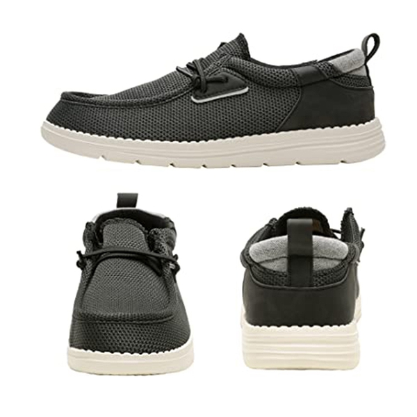 Men's Breathable Knitted Slip On Loafers - BLACK - 4
