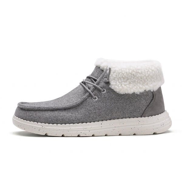 Women‘s Ankle Fur Lace-up Warm Boots - GREY - 1