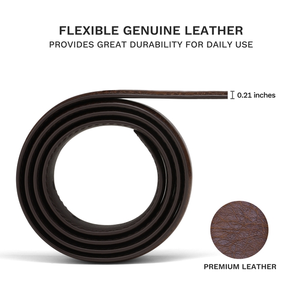 Men's Genuine Leather Casual Dress Belt - DARK BROWN - 4