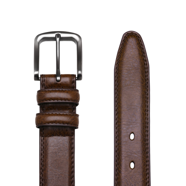 Men's Genuine Leather Casual Dress Belt - DARK BROWN - 5