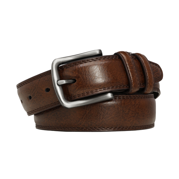 Men's Genuine Leather Casual Dress Belt - DARK BROWN - 2