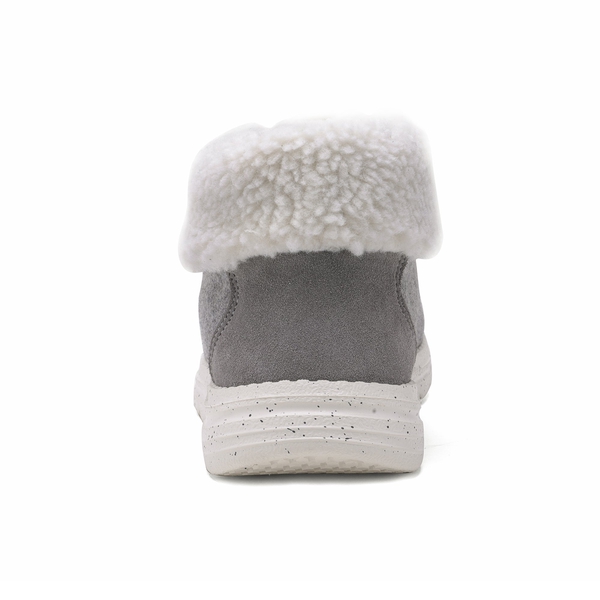 Women‘s Ankle Fur Lace-up Warm Boots - GREY - 5