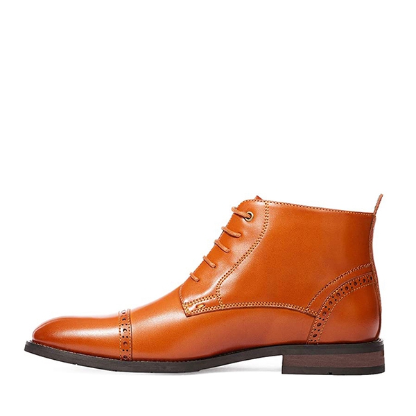 Men's Classic Cap Toe Oxford Ankle Boots - BROWN - 1