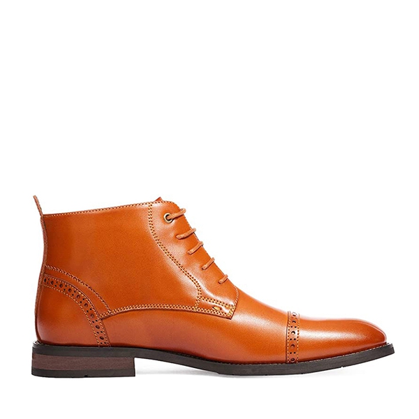 Men's Classic Cap Toe Oxford Ankle Boots - BROWN - 2